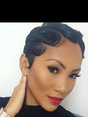 🆕️〰️Short 1920s Fingerwave Wig, Black, 6"